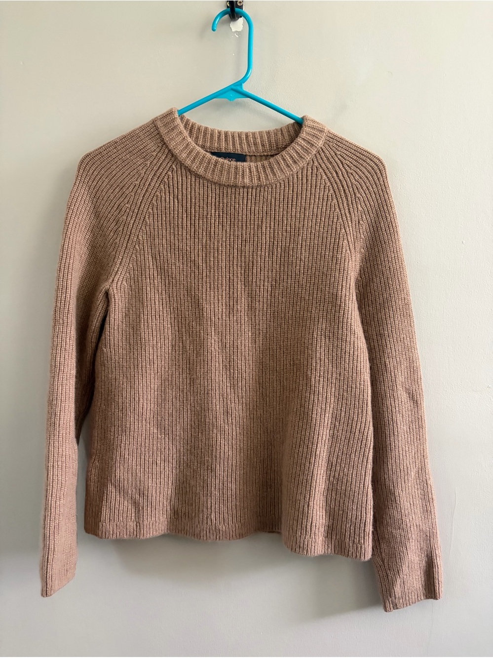 Quince Sweater Tan Brown 100% Mongolian Cashmere Size Small Chunky Knit